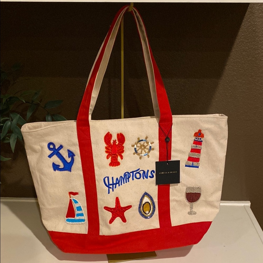 Tjmaxx Viral TikTok American & Beyond Hamptons Canvas Tote